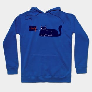 Blue not so happy cat is hungry Hoodie